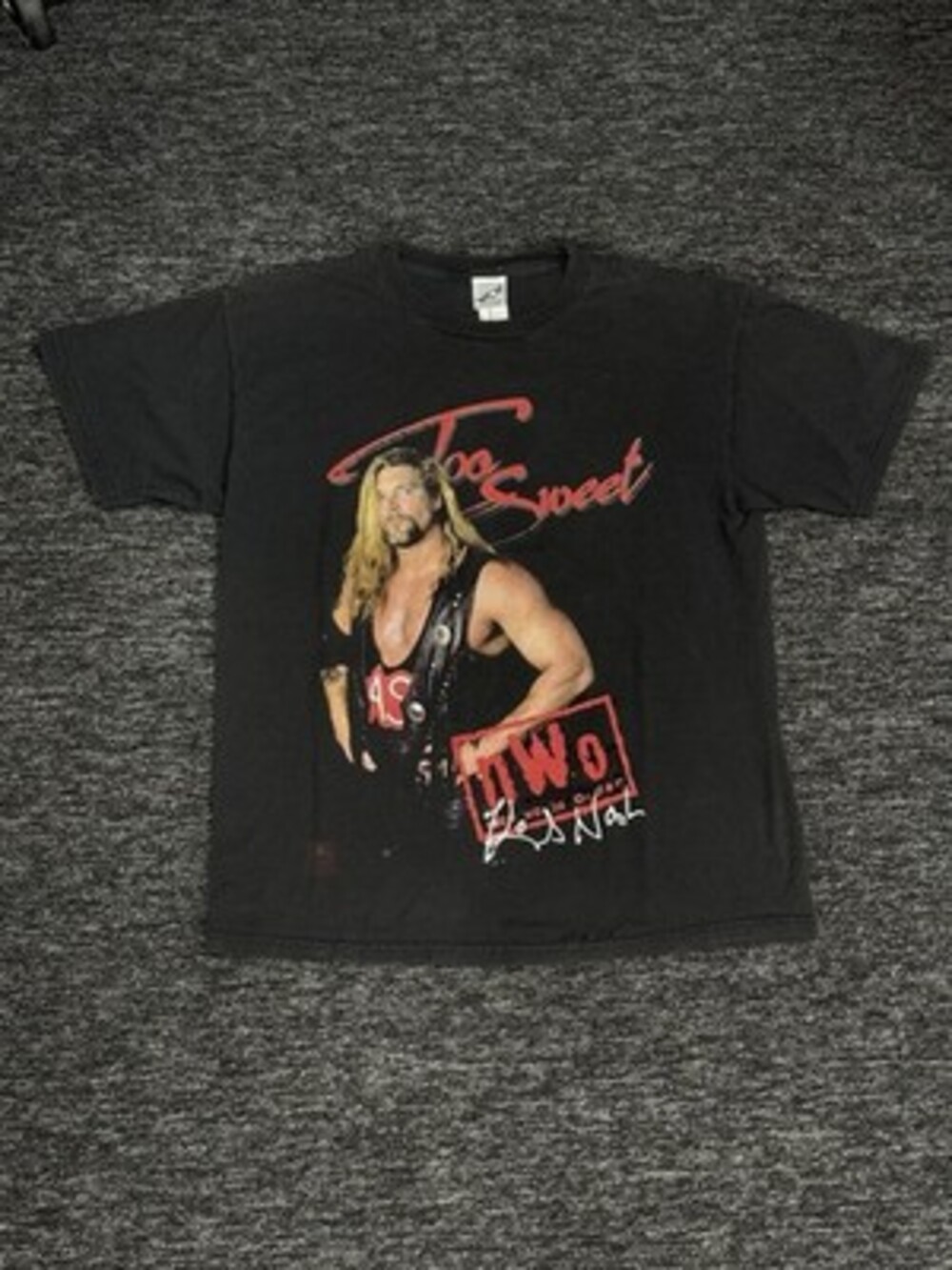 Vintage WCW Shirt Black Kevin Nash Too Sweet NWO World Championship 90s Size Lrg